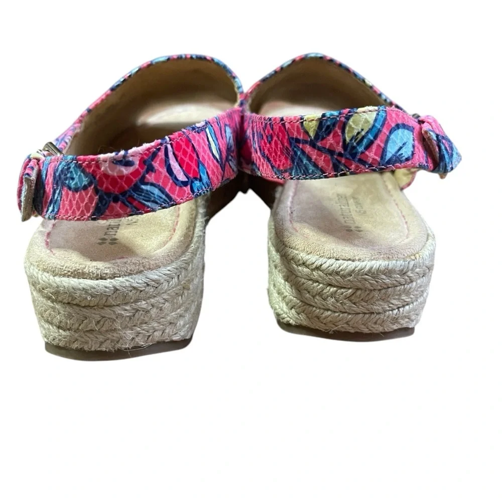 Naturalizer Praline Tropical Floral Espadrille Slingback Sandals Platform 9.5